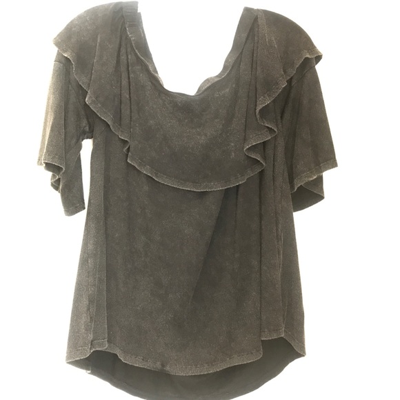 OTS Distressed Gray Top with 3/4 sleeves - Picture 2 of 4
